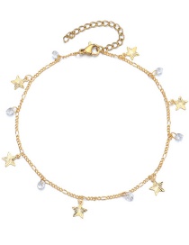 Fashion A011 Tassel Round Coin Five-pointed Star Crystal Anklet