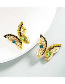 Pendientes De Botón De Mariposa Tridimensionales Con Diamantes De Colores