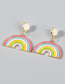 Fashion Rainbow Alloy Oil Drop Rainbow Earrings