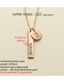 Fashion Gold Color-107 Titanium Steel Geometric Necklace Lettering Animal Letter Necklace