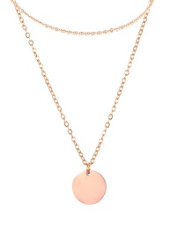Fashion Rose Gold Stainless Steel Gold-plated Disc Multilayer Necklace
