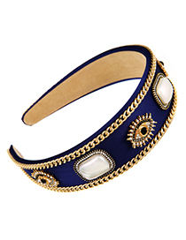 Fashion Blue Cloth Alloy Chain Diamond Eye Headband