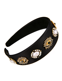 Fashion Black Cloth Alloy Diamond Eye Headband