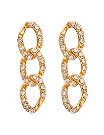 Fashion Golden Alloy Diamond Chain Earrings