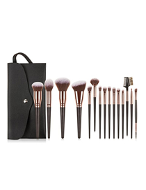 Fashion 15 Branch-big Mac-brown Gold+black Bag 15 Beauty Makeup Brush Set With Storage Bag