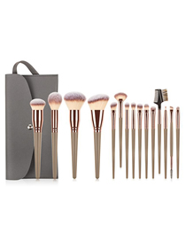 Fashion 15pcs-big Mac-pen Gold+gray Pack 15 Beauty Makeup Brush Set With Storage Bag