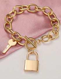 Fashion Gold Color Alloy Thick Chain Key Lock Bracelet