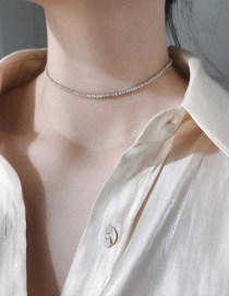 Fashion Silver Color Plain Ring Diamond Necklace