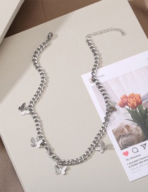 Fashion Silver Color Tassel Butterfly Chain Necklace