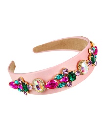 Fashion Pink Fabric Alloy Diamond-studded Geometric Headband