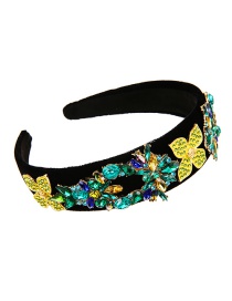 Fashion Yellow Fabric Alloy Diamond-studded Flower Headband