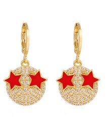 Fashion Five-pointed Star Copper Inlaid Zircon Smiley Earrings