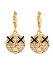 Fashion Xx Copper Inlaid Zircon Smiley Earrings