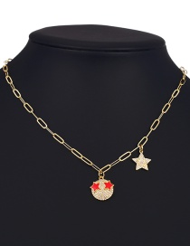 Fashion Five-pointed Star Copper Inlaid Zircon Smiley Five-pointed Star Necklace