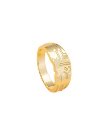 Fashion Gold Color Metallic Printed Wide Brim Ring