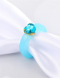 Fashion Blue Diamond Resin Heart Ring