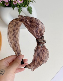 Fashion Khaki Mesh Houndstooth Bow Headband
