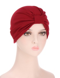 Fashion Red Wine Monochrome Pleated Knotted Toe Cap