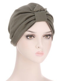 Fashion Army Green Monochrome Pleated Knotted Toe Cap