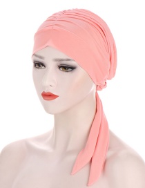 Fashion Watermelon Red Long Tail Bow Pleated Turban Hat