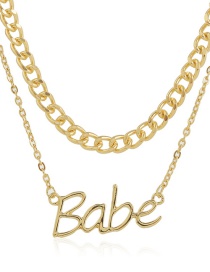 Fashion Gold Color Letter Chain Double Necklace
