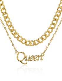 Fashion Gold Color Letter Chain Double Necklace