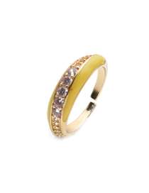 Fashion Cr00359dx Yellow Copper Plated Diamond Open Ring