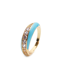 Fashion Cr00359dx Blue Copper Plated Diamond Open Ring