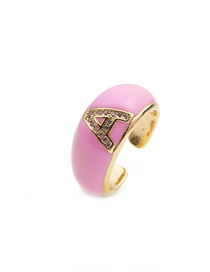 Fashion A Letter Letter Drop Oil Micro Inlaid Zircon Open Ring