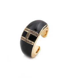 Fashion H Letter Letter Drop Oil Micro Inlaid Zircon Open Ring