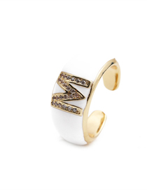 Fashion M Letter Letter Drop Oil Micro Inlaid Zircon Open Ring
