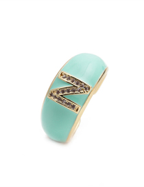 Fashion N Letter Letter Drop Oil Micro Inlaid Zircon Open Ring