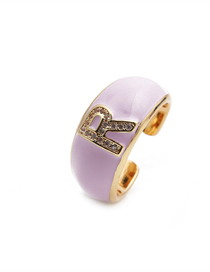 Fashion R Letter Letter Drop Oil Micro Inlaid Zircon Open Ring