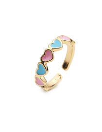 Fashion Cr00354dx Blue Pink Drop Oil Love Open Ring