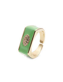 Fashion Cr00351dx Green Inlaid Zircon Geometric Ring