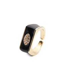 Fashion Cr00351dx Black Inlaid Zircon Geometric Ring