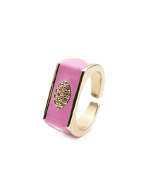 Fashion Cr00351dx Pink Inlaid Zircon Geometric Ring