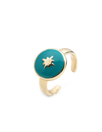 Fashion Cr00347dx Blue Six-pointed Star Copper Plated Star Oil Ring