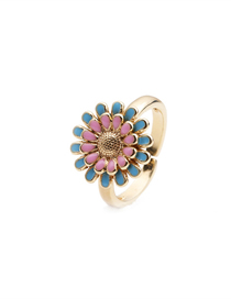 Fashion Cr010343dx Blue Pink Daisy Little Daisy Dripping Open Ring