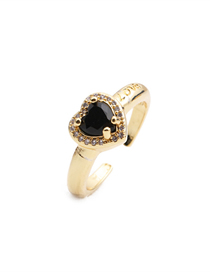 Fashion 1cr0305dx Black Micro Inlaid Love Open Ring