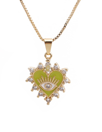 Fashion 0577cx Light Green Copper Inlaid Zirconium Love Eye Necklace
