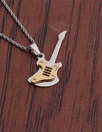 Fashion Ssn00131 Titanium Steel Guitar Pick Necklace