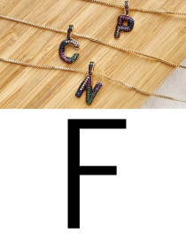 Fashion Gold Color F Copper Inlaid Zircon Letter Necklace