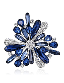 Fashion Al775-b Alloy Diamond Resin Flower Brooch