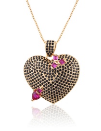 Fashion Gold-plated Black Zirconium Gold-plated Zirconium Heart Necklace