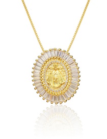 Fashion Gilded Oval Virgin Necklace With Gold Plated And Diamonds