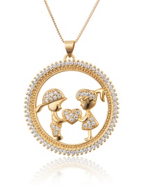 Fashion Gold-plated Male And Female White Zirconium Round Hollow Portrait Diamond Necklace