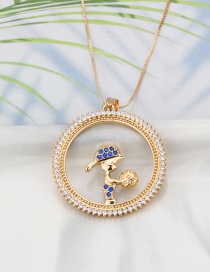Fashion Gold-plated Boy Color Zirconium Round Hollow Portrait Diamond Necklace