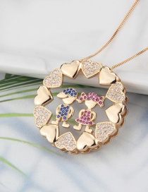 Fashion Gold-plated Male And Female Color Zirconium Love Heart Hollow Portrait Diamond Necklace