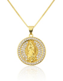 Fashion Gold-plated Round Full Diamond Virgin Necklace